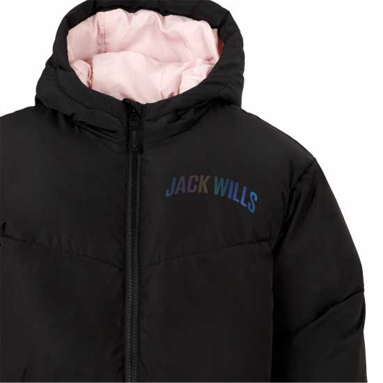 Jack Wills Long Line Puffa In99 Black Детски якета и палта