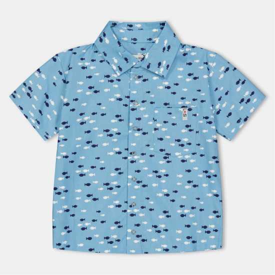 Десенирани Шорти Lilly And Sid Fish Print Short-Sleeve Patterned Shirt  