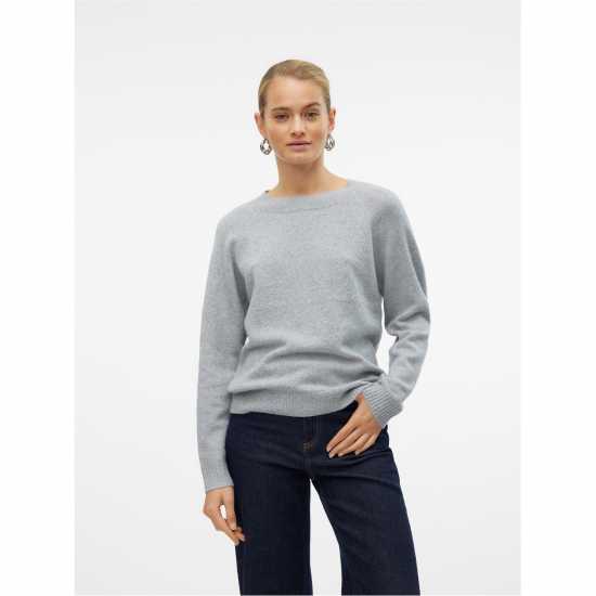 Vero Moda Плетен Пуловер Knitted Pullover Светло сива меланж Дамски пуловери и жилетки