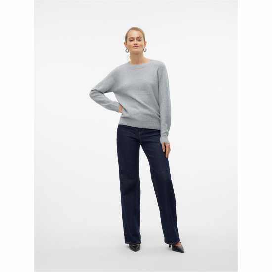 Vero Moda Плетен Пуловер Knitted Pullover Светло сива меланж Дамски пуловери и жилетки