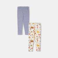 & Sid Multicoloured Animal Forest And Stripe Print Leggings - 2 Pack  