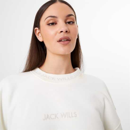 Jack Wills Jacquard Crew Sweater Vintage White Дамски суичъри и блузи с качулки