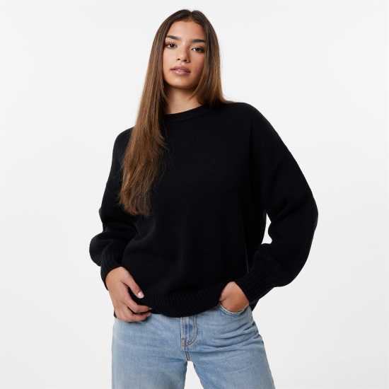 Jack Wills Knit Crew Черно Дамски пуловери и жилетки
