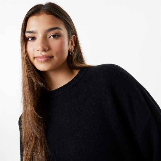 Jack Wills Knit Crew Черно Дамски пуловери и жилетки