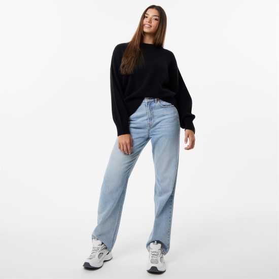 Jack Wills Knit Crew Черно Дамски пуловери и жилетки