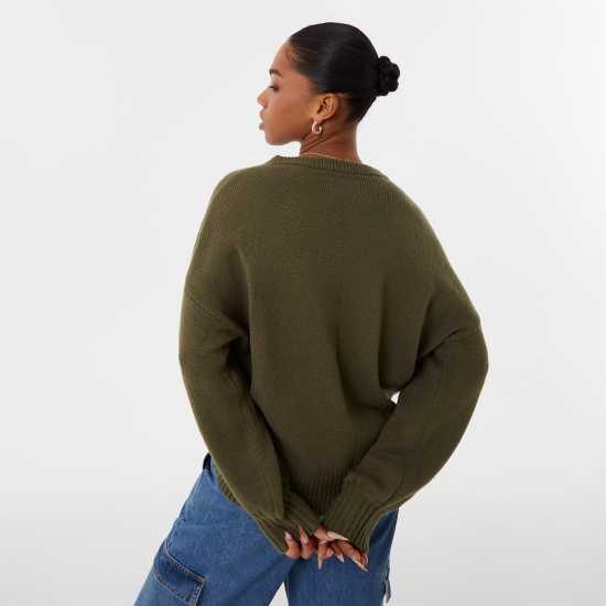 Jack Wills Knit Crew Ivy Green Дамски пуловери и жилетки
