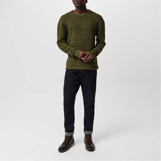 Firetrap Classic Crew Neck Knitwear Men Хаки Мъжки пуловери и жилетки
