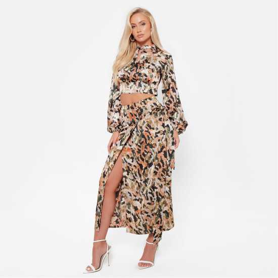 Дамски ризи и тениски I Saw It First Printed Oversized Satin Shirt Co-Ord I Saw It First Printed Oversized Satin Shirt Co-Ord Дамски ризи и тениски