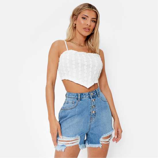 I Saw It First Textured Lace Cami Crop Top  Дамско облекло плюс размер