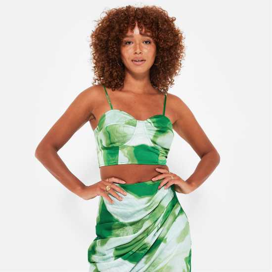 I Saw It First Printed Satin Crop Top Co-Ord