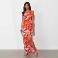 I Saw It First V Neck Plunge Maxi Dress Pink Floral Дамски поли и рокли