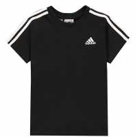 Sale Adidas Infants 3Stripe Tee Black/White Детски тениски и фланелки