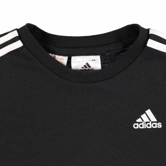 Adidas Infants 3Stripe Tee Black/White Детски тениски и фланелки