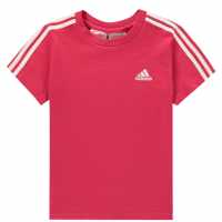 Adidas Infants 3Stripe Tee Pink/White Детски тениски и фланелки