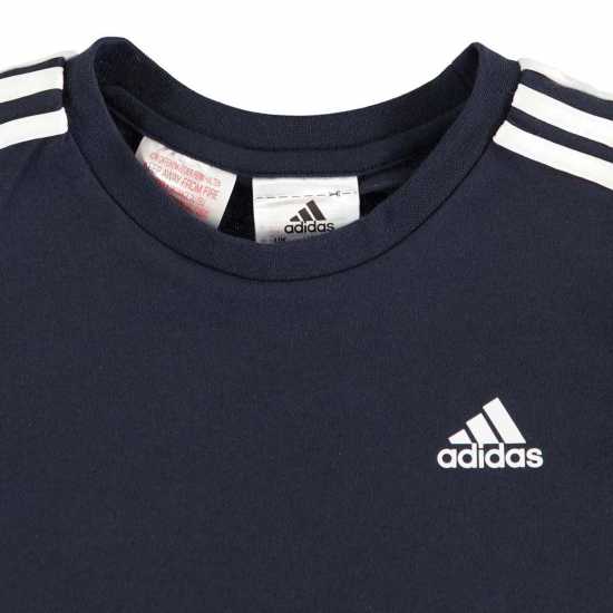 Sale Adidas Infants 3Stripe Tee Navy/White - Детски тениски и фланелки