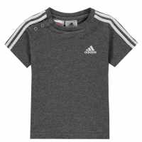 Adidas Infants 3Stripe Tee Grey/White Детски тениски и фланелки