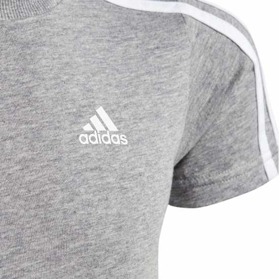 Adidas Infants 3Stripe Tee Grey/White - Детски тениски и фланелки