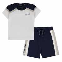 Firetrap Short Sleeve T-Shirt Set Infant Boys Navy/White Детски тениски и фланелки