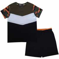 Firetrap Short Sleeve T-Shirt Set Infant Boys Camo Blk/Grey Детски тениски и фланелки