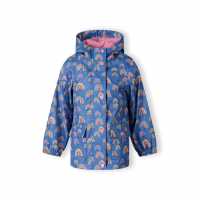 Girls Rain Jacket Printed Cobalt Blue  