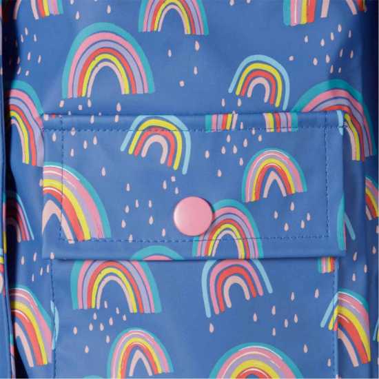 Girls Rain Jacket Printed Cobalt Blue  