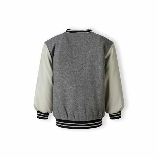 Университетско Яке Boys Varsity Jacket With Snap Buttons And Pu Sleeves Grey  