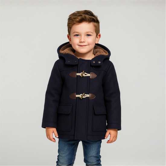 Boys Duffle Coat With Toggle Closure Navy  