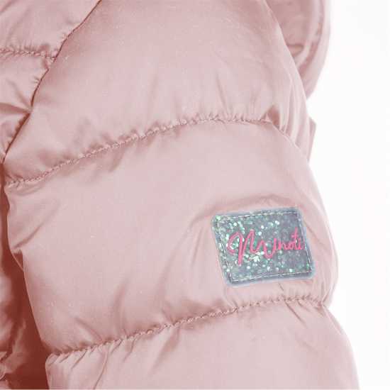 Ватирано Яке Girls Quilted Jacket With Zip Removable Hood Pink  