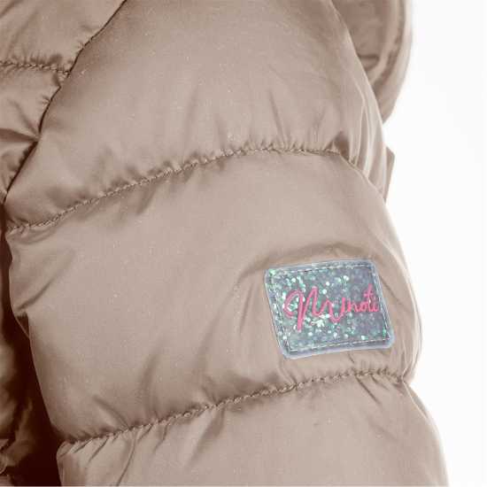 Ватирано Яке Minoti Girls Quilted Jacket With Zip Removable Hood Beige  