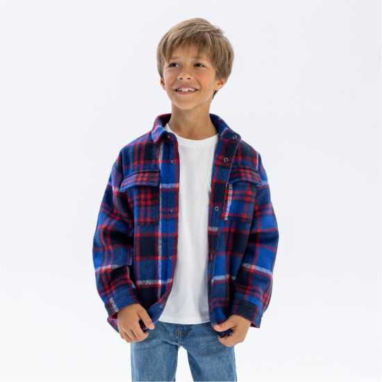 Boys Padded Shirt Jacket Quilted Blue  