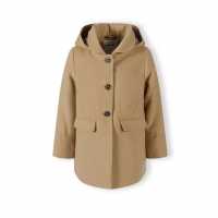 Girls Padded Coat With Button Fastening Beige  