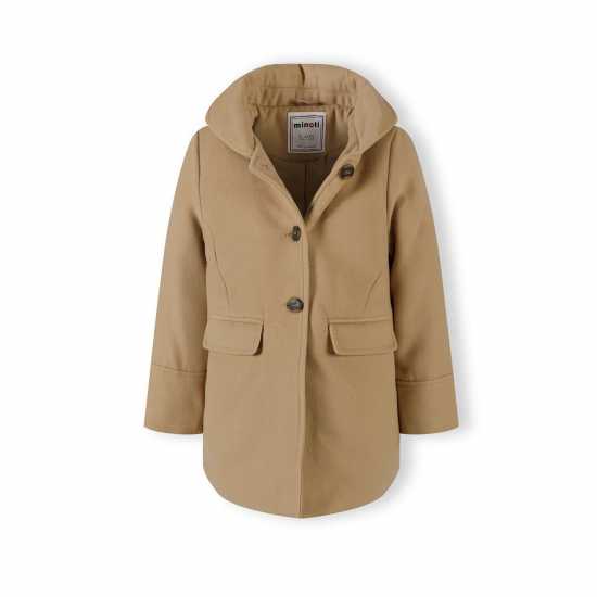 Girls Padded Coat With Button Fastening Beige  