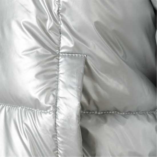Двулицево Яке Girls Padded Reversible Jacket Silver  