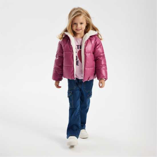 Двулицево Яке Girls Padded Reversible Jacket Metallic Purple  