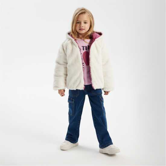 Двулицево Яке Girls Padded Reversible Jacket Metallic Purple  