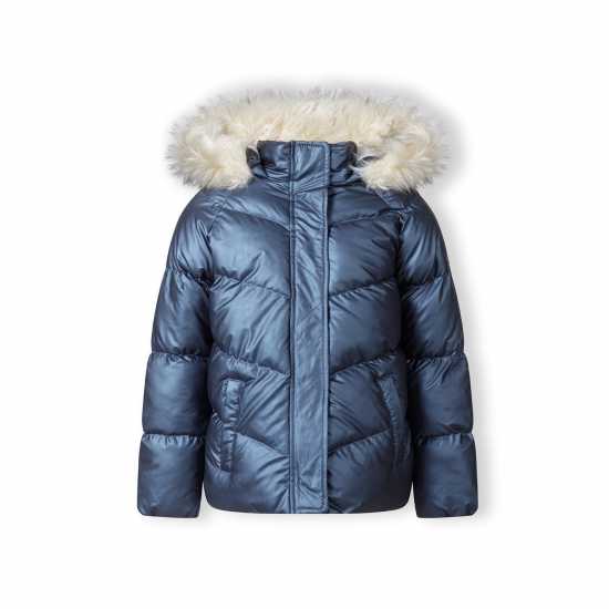 Ватирано Яке Girls Padded Jacket Faux Fur Lining Navy  