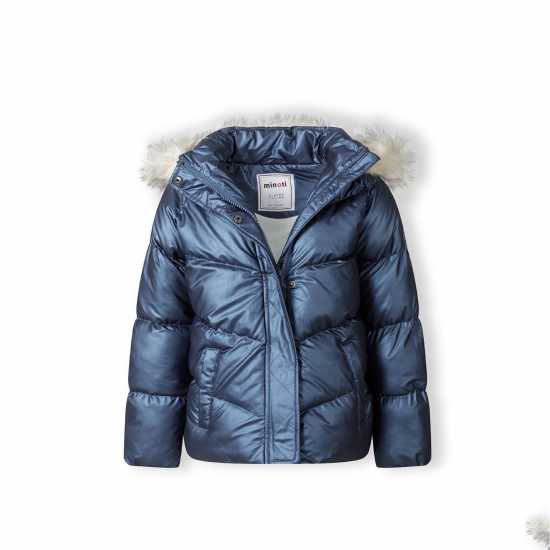 Ватирано Яке Girls Padded Jacket Faux Fur Lining Navy  