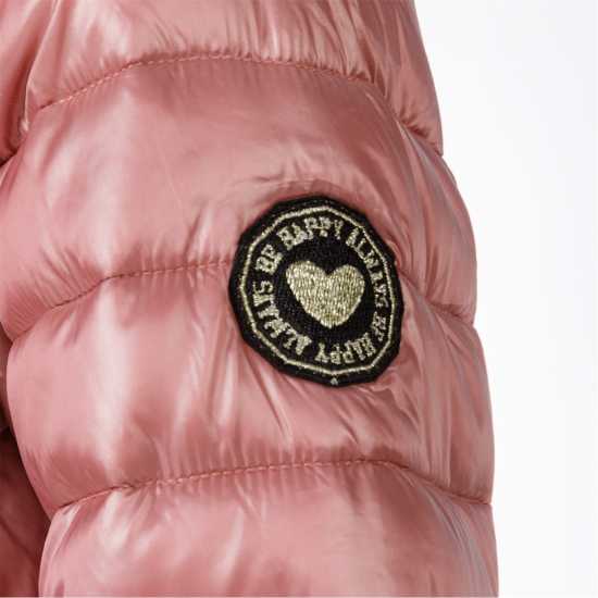 Яке С Качулка Girls Quilted Hooded Jacket With Zip Fastening Copper  