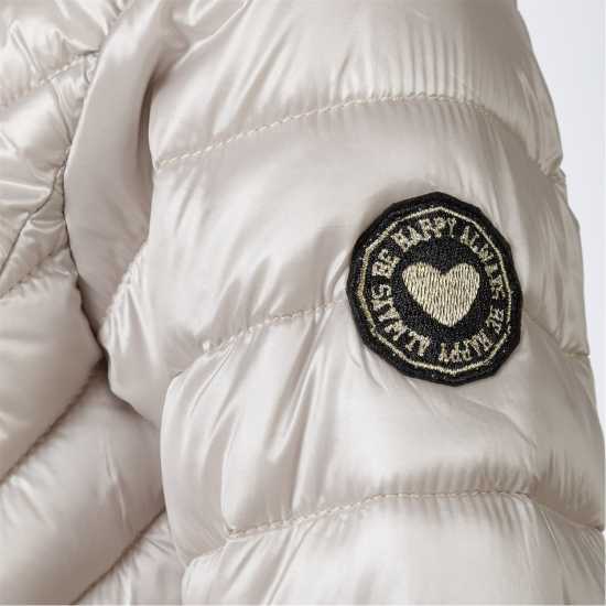 Ватирано Яке Girls Quilted Jacket With Hood Zip Fastening Grey  