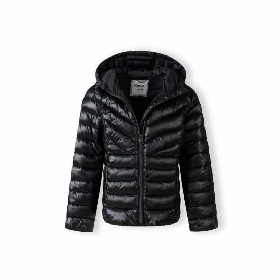 Яке С Качулка Girls Quilted Hooded Jacket Zip Fastening Black  