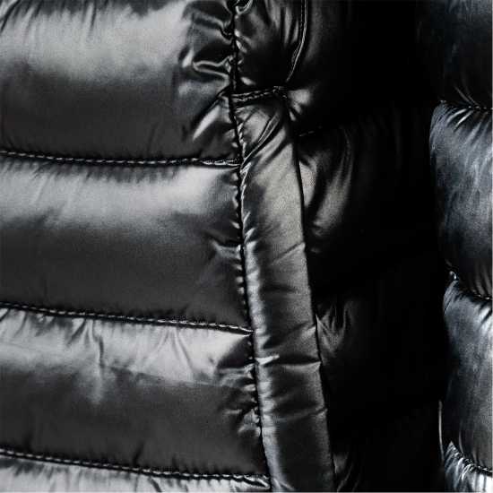 Яке С Качулка Girls Quilted Hooded Jacket Zip Fastening Black  