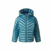 Яке С Качулка Girls Quilted Hooded Jacket Zip Fastening Turquoise  