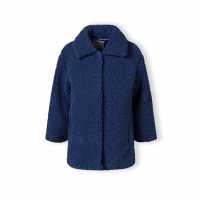 Girls Sherpa Boucle Jacket With Satin Lining Blue  