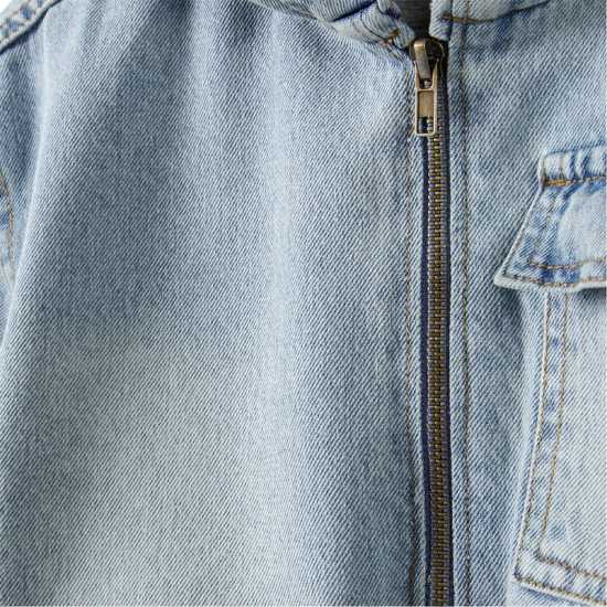 Дънково Яке Boys Denim Jacket With Hood Zip Fastening Light Blue Дънково Яке Boys Denim Jacket With Hood Zip Fastening Light Blue
