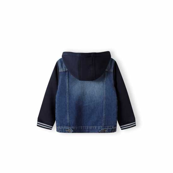 Дънково Яке Boys Denim Jacket Detachable Hood Fleece Sleeves Navy  
