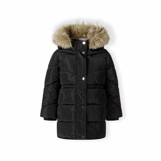 Girls Winter Coat With Faux Fur Trim Black Girls Winter Coat With Faux Fur Trim Black