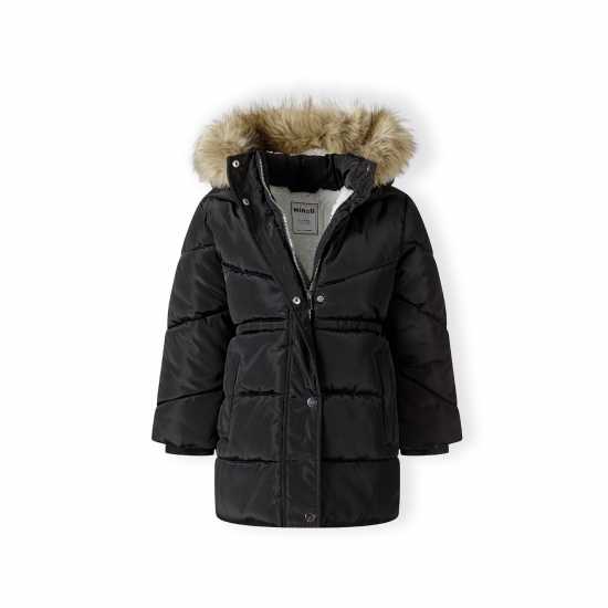 Girls Winter Coat With Faux Fur Trim Black Girls Winter Coat With Faux Fur Trim Black