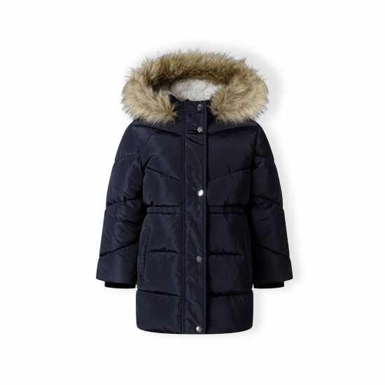 Girls Winter Coat With Padded Hood Navy Girls Winter Coat With Padded Hood Navy