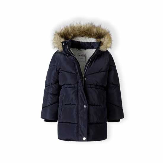 Girls Winter Coat With Padded Hood Navy Girls Winter Coat With Padded Hood Navy