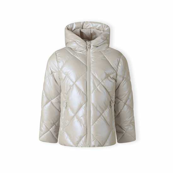 Ватирано Яке Girls Quilted Jacket With Hood And Zip Pockets Cream  